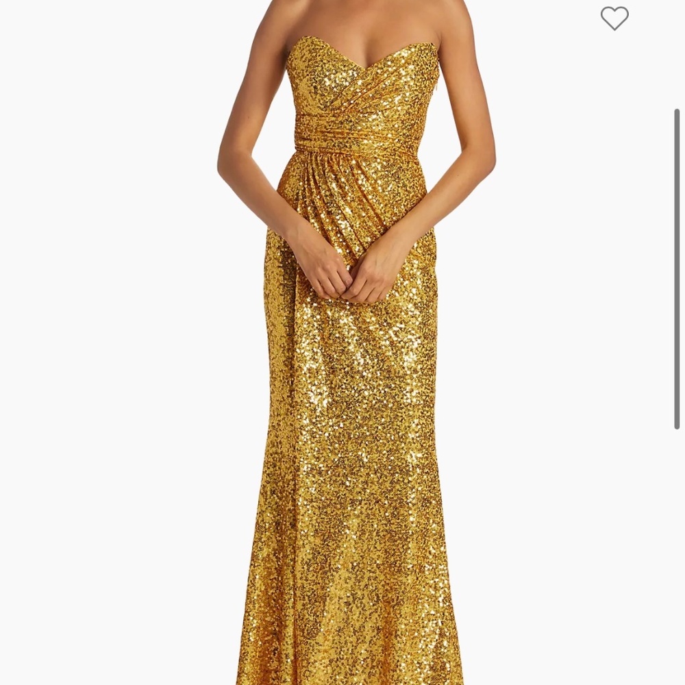 NWT Bagdley Mischka strapless gold gown
